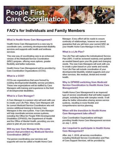 Flyer for People First Care Coordination